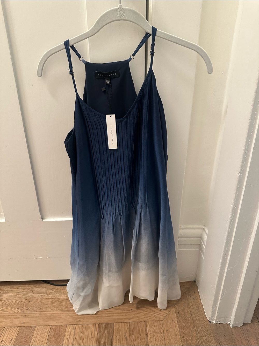 Sanctuary Ombré Pintuck Slip Dress Navy White Dip Dye NWT XS